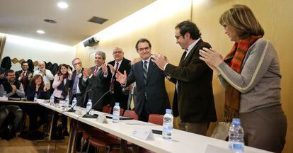 Artur Mas, presidente de la Generalitat, aplaudido este viernes en la ejecutiva de Convergència.