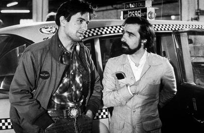 Robert de Niro y Martin Scorsese en 1976, durante el rodaje de 'Taxo Driver'.