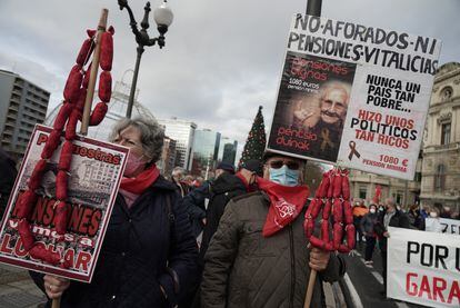 Protesta en defensa de las pensiones en Bilbao el pasado 21 de diciembre.