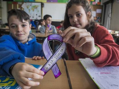 Alumnos de un colegio de Madrid reivindican la igualdad.