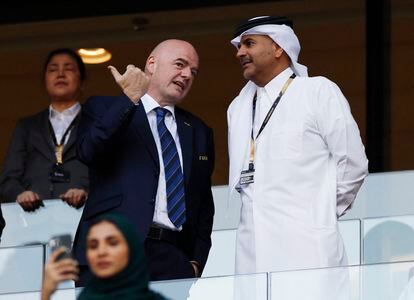 Gianni Infanino, en el partido Polonia-Arabia Saudí del Mundial de Qatar.  