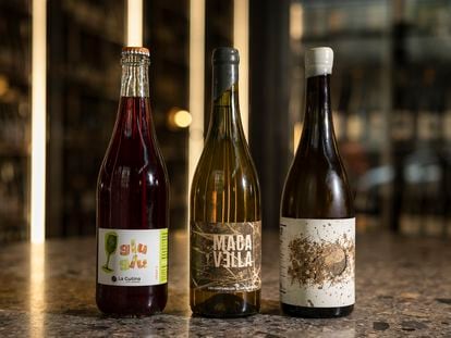 Selección de vinos naturales, Glu Glu (La Gutina), Maca Vella (Nuria Renom) y El Carrascal (Esmeralda Garcia).