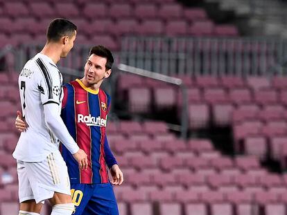 Messi y Cristiano, durante el encuentro entre el Barça y la Juve.