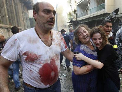 Heridos tras la explosi&oacute;n en el barrio de Ashrafiyeh, Beirut.