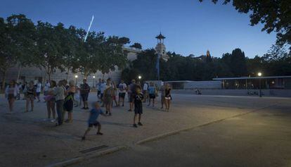 Una imagen en Montjuïc de la esplanada que ocupaba el edificio del INI.