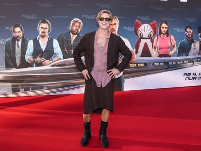 Brad Pitt acude, con falda, al estreno de 'Bullet Train' en Berlin el pasado martes.