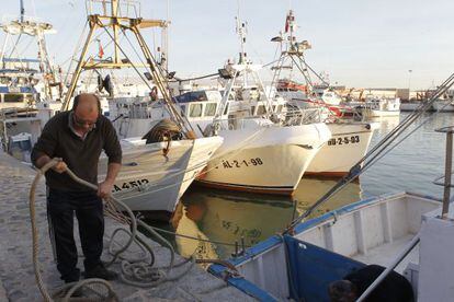 Barcos amarrados en el puerto de Barbate (C&aacute;diz).