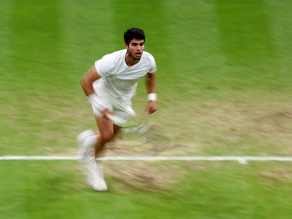 Carlos Alcaraz, durante la semifinal contra Medvedev.