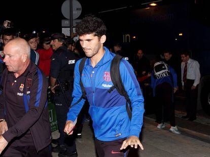 Aleñá, a su llegada a Eibar para el duelo del sábado.