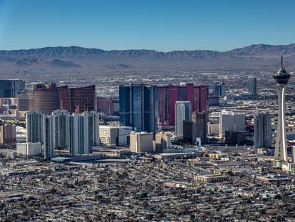 El Strip de Las Vegas, visto desde el aire en enero de este año.