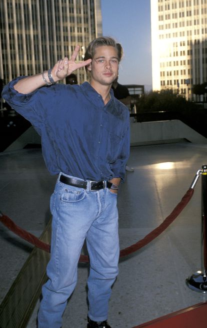 Brad Pitt, in jeans, in Los Angeles in 1989.