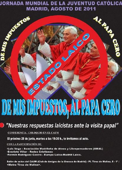 Imagen de la octavilla que firman organizaciones y colectivos que están programando algunos actos críticos con la visita del Papa a Madrid.