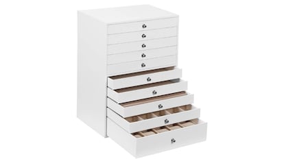 Caja de madera, 8 compartimentos, tapa de cristal, expositor joyas,  organizador, joyero, collares, brazaletes, pendientes, reloj