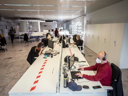 Oficinas de la empresa BeeDIGITAL en San Sebastián de los Reyes (Madrid), que ha decidido integrar el teletrabajo en su día a día.