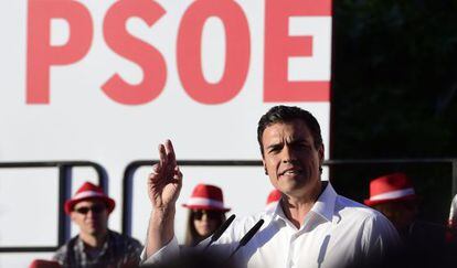 El secretari general del PSOE, Pedro Sánchez, divendres, al míting de tancament de campanya a Madrid.