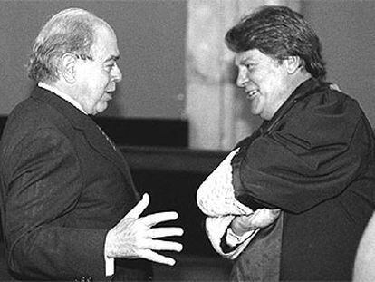 Jordi Pujol (a la izquierda), junto al presidente del Tribunal Superior de Justicia de Cataluña, Guillem Vidal.