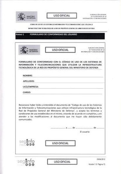 Formulario de conformidad que firman los usuarios de WAN PG.