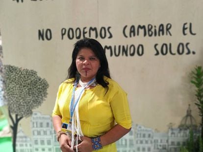 Sonia Guajajara, líder de los Pueblos Indígenas de Brasil, en la COP 25 en Madrid. 