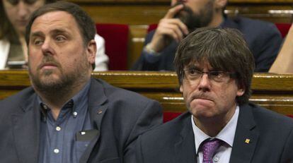 Oriol Junqueras con el presidente de la Generalitat Carles Puigdemont