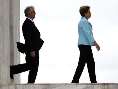 Dilma Rousseff y el presidente de Uruguay, Tabar&eacute; V&aacute;zquez.