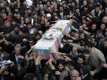 El funeral del ingeniero qu&iacute;mico iran&iacute; Mostafa Ahmadi Roshan en Teher&aacute;n. 