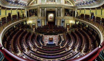 Hemiciclo vacío en el Congreso de los Diputados.