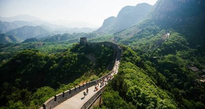 Panorámica de la Gran Muralla China durante la celebración del Great Wall Marathon.