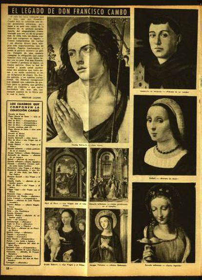 Pàgina de l'article de Néstor Luján 'El legado de D.Francisco Cambó. Pequeña historia de una colección', publicat a la revista 'Destino' el 20 de gener de 1951. 