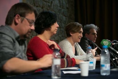 De izquierda a derecha, Xavier Domènech, Susana Segovia, Ada Colau y Marcelo Expósito.