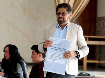 Iván Márquez, de la FARC, en las elecciones legislativas del pasado 11 de marzo.