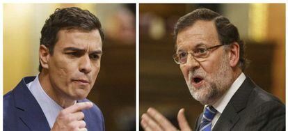El l&iacute;der del PSOE, Pedro S&aacute;nchez, y el presidente del Gobierno, Mariano Rajoy.