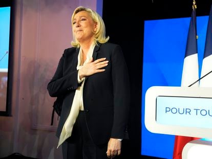 Marine Le Pen, tras reconocer su derrota este domingo.