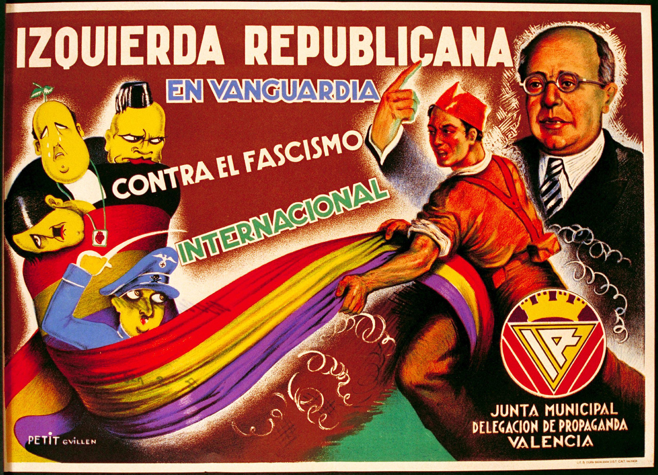 “Izquierda Republicana en vanguardia contra el fascismo internacional”. Cartel de 1937. Procedente de la Fundación Pablo Iglesias (Madrid).