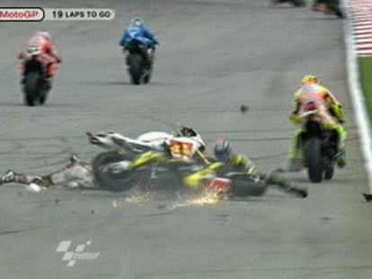 Imagen televisiva del accidente de Simoncelli.