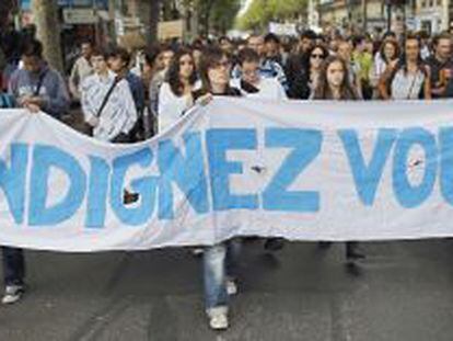 Manifestación de indignados en París.