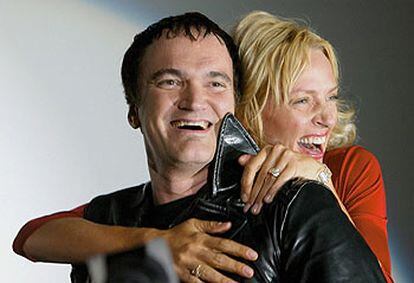 El director Quentin Tarantino y la actriz Uma Thurman.