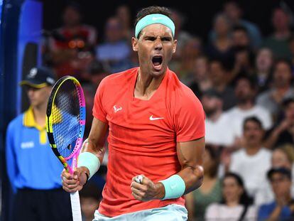 Nadal celebra un punto durante el partido de este martes contra Thiem.