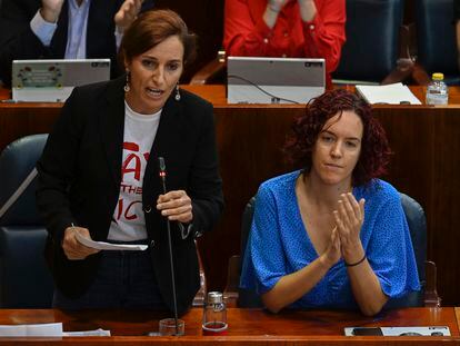 La portavoz de Más Madrid, Mónica García, interviene en un pleno en la Asamblea, el pasado 6 de octubre.