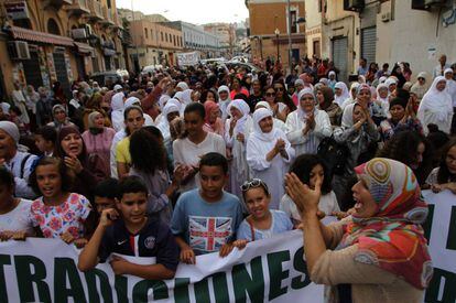 Manifestación de protesta de musulmanes en Melilla.