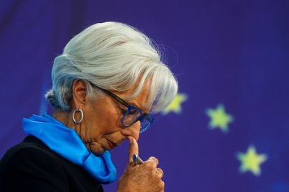 La presidenta del BCE, Christine Lagarde, en una conferencia en Fráncfort el pasado mes de octubre.