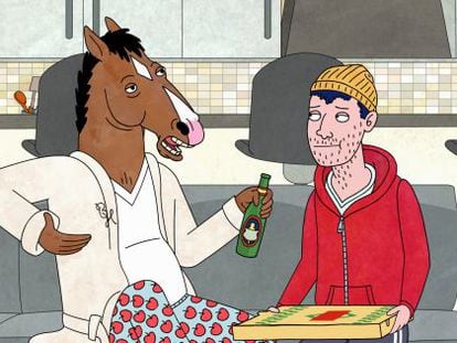 BoJack y Todd, los personajes a los que ponen voz Will Arnett y Aaron Paul en 'BoJack Horseman'.