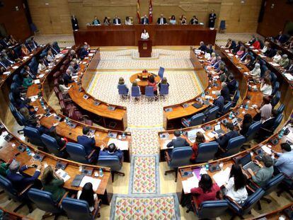 Vista del pleno de la Asamblea de Madrid, en una imagen de archivo. 