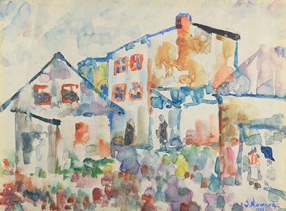 'Una calle en el Gueto de Łódź' (1941), de Josef Kowner (1895–1967). 

