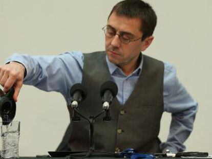 Rueda de prensa de Monedero, el pasado 20 de febrero. 