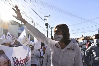 Mónica Rangel, candidata de Morena a la gubernatura de San Luís Potosí, en un mitin de campaña el pasado fin de semana.