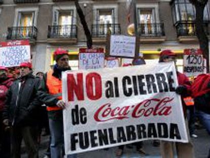 Protestas de trabajadores de la planta de Coca-Cola en Fuenlabrada.