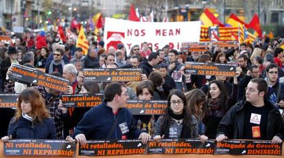 Cabecera de la manifestación convocada por la Asamblea por las Libertades el viernes por la tarde.