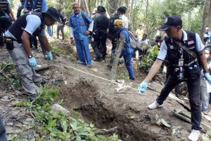 Una fosa común hallada el 2 de mayo en el sur de Tailandia.