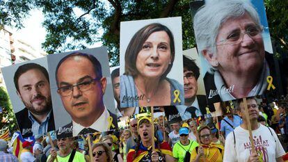 Manifestación en Barcelona por la libertad de los políticos presos.