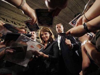 Sarah Palin, gobernadora de Alaska y candidata a la vicepresidencia, en Allentown (Pensilvania).